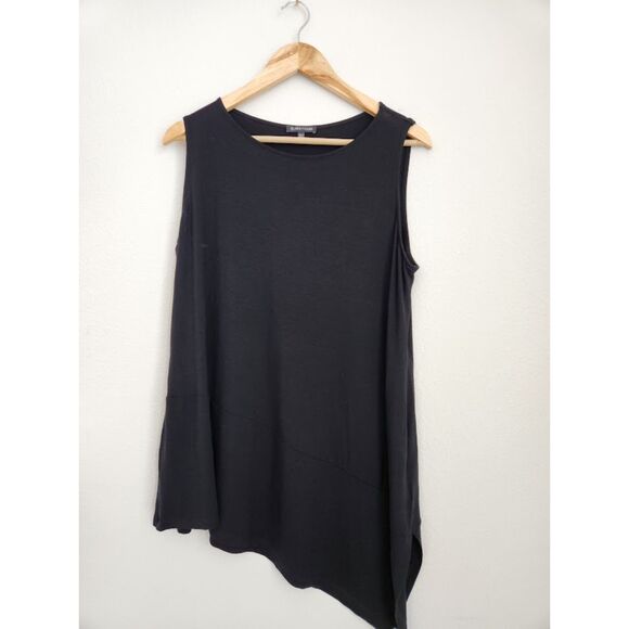 Eileen Fisher Tops - Eileen Fisher Black Sleeveless Asymmetrical Tunic Top | Size XL